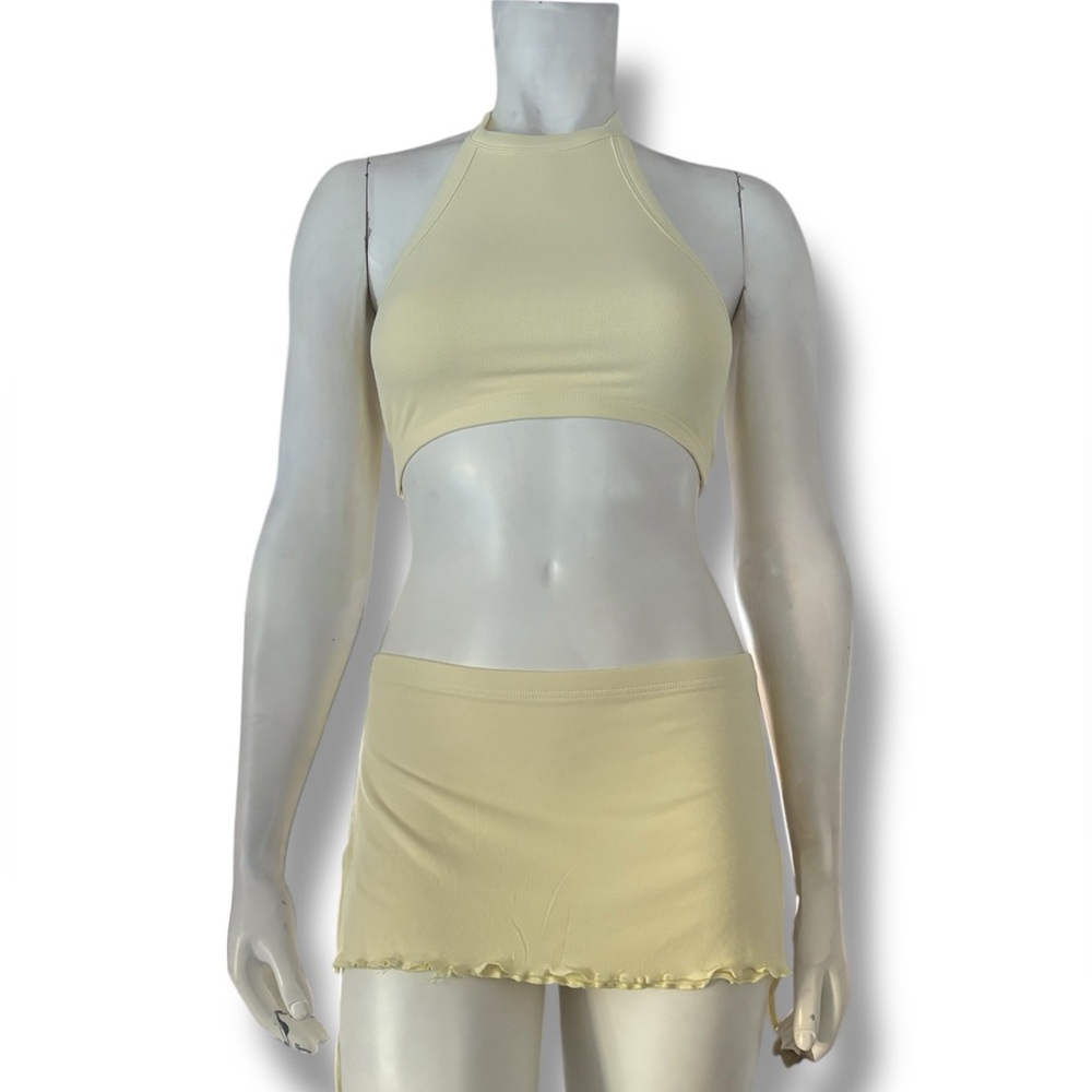 New Pink | DollsKill NWOT’s Soft Yellow Y2K Summer Halter Top and Mini Skirt Set